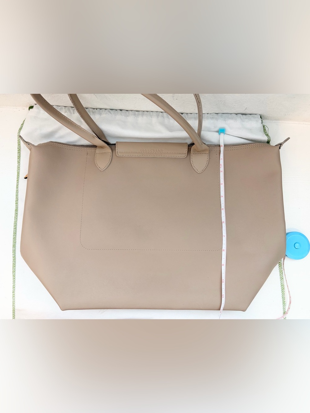 Auth LONGCHAMP Large Le Pliage City Coated Canvas Taupe Tote Bag - Picture 8 of 15